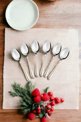 FnS Tivoli Stainless Steel Teaspoon 24 Karat Gold Plated on Handle (Set of 6)